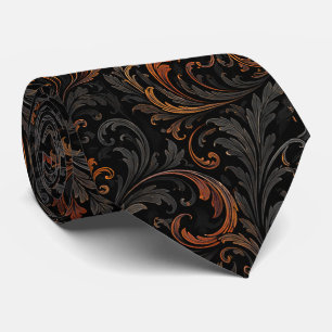 Cravate Motif sans couture de citrouille baroque foncé   N
