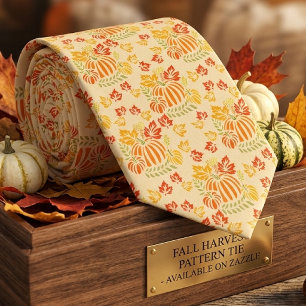 Cravate Motif sans couture de citrouille d'automne et de f