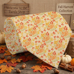 Cravate Motif sans couture de citrouille d'automne et de f