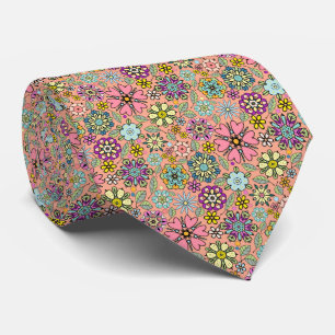 Cravate Motif sans couture de couleurs de fleurs rétro de 