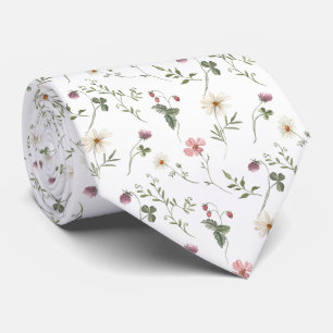 Cravate Motif sans couture de fleurs sauvages à l'aquarell