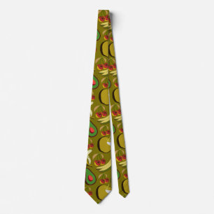 Cravate Motif sans couture de fruits tropicaux jaune