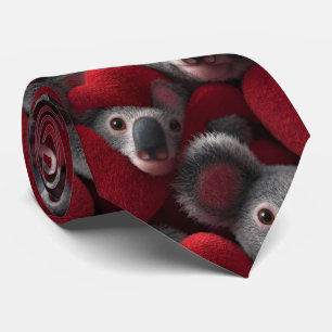 Cravate Motif sans couture de koala mignon et de cœur roug