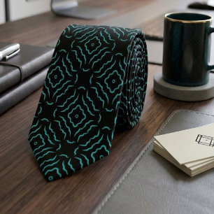 Cravate Motif sans couture en turquoise vif sur fond noir