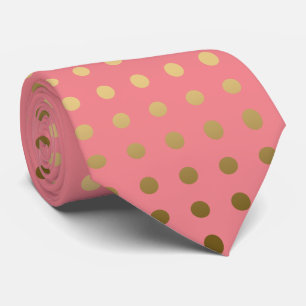 Cravate Motif sans couture or et rose Polka-point