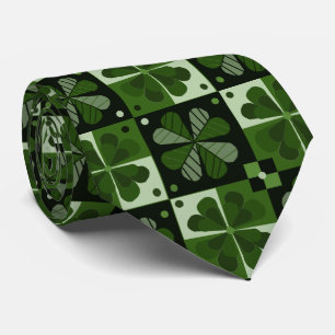 Cravate Motif shamrock Checkerboard