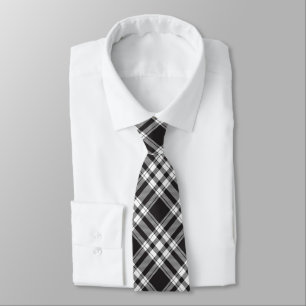 Cravate Motif Tartan noir et blanc