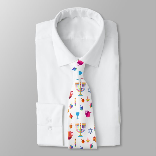Cravate Motif tendance du Festival Hanoukka Blue Doodle (Attaché)