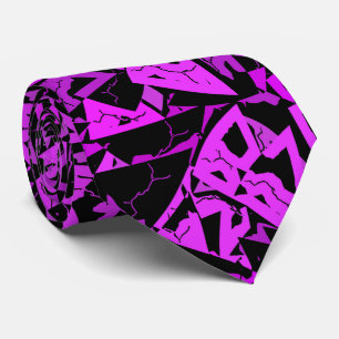Cravate Motif Triangle Noir Violet