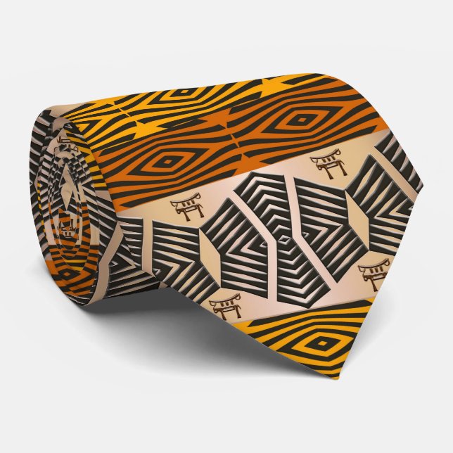 Cravate motif tribal africain ethnique (Roulé)