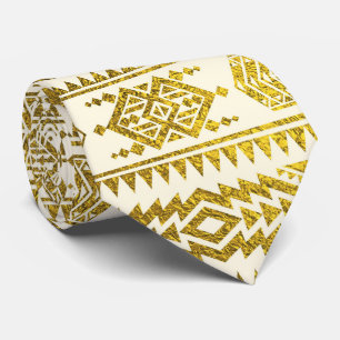 Cravate Motif tribal péruvien aztèque d'or