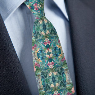 Cravate Motif tropical Iridescendant