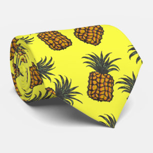 Cravate motif tropical peint à la main coloré d'ananas