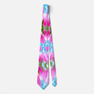 Cravate Motif Tulipes roses