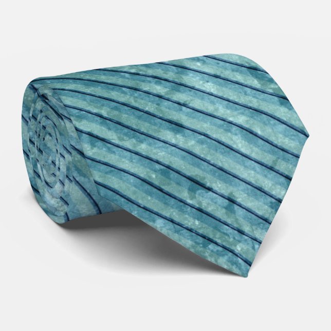 Cravate motif turquoise et bleu traditionnel à bandes (Roulé)