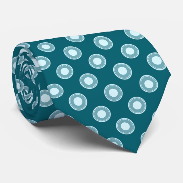 Cravate Motif turquoise vert bleu blanc (Roulé)