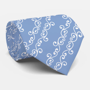 Cravate Motif vectoriel de tourbillon blanc sur fond bleu 