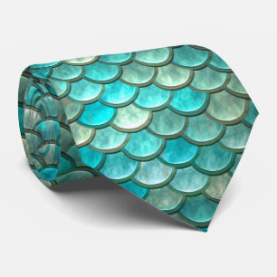 Cravate Motif vert de menthe d'échelles de poissons de