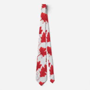 Cravate Motif vibrant de feuille d'érable rouge