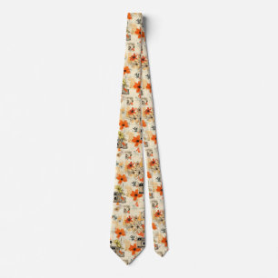 Cravate Motif vintage Floral & Caméra (5)