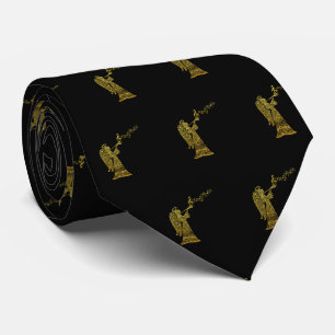 Cravate Motif vintage Gold Angel pour Noël noir