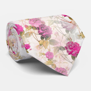 Cravate Motif vintage Victorien Rose Rose