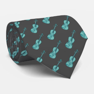 Cravate Motif violon - Bleu et gris foncé