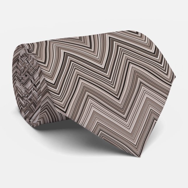 Cravate Motif Zigzag Brown (Roulé)