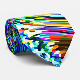 Cravate Motifs Abstraits Sarcelle Multicolore Coloré Lumin