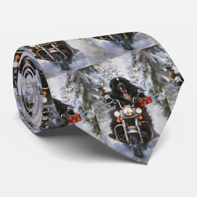 Cravate Moto à chiens de Terre-Neuve Noël (Roulé)
