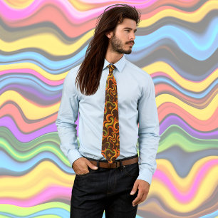 Cravate Moutarde rétro style hippy des années 70 groovy, o