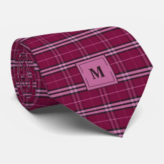 Cravate Mulberry Red Plaid Monogramme