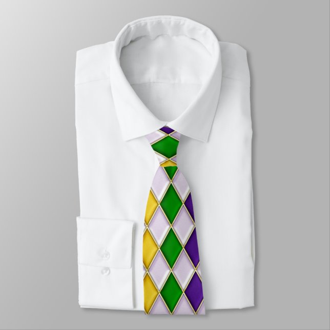 Cravate multi d2 de mardi gras de motif de diamant (Attaché)