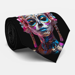 Cravate Multicolore Femmes Sugar Crâne Día de los Muertos