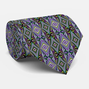 Cravate Multicolore Jaune/Vert/Lavande/Motif bleu