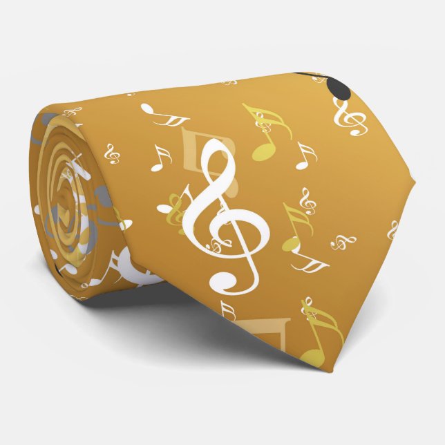 Cravate musique, musique, note, blanc, mélodie, clef, son, (Roulé)