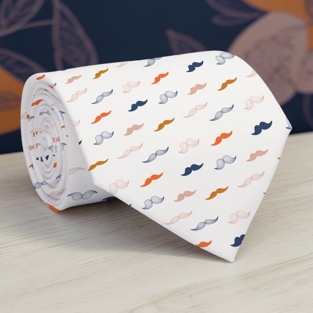 Cravate Mustache on Beige Necktie Tie (Créateur téléchargé)