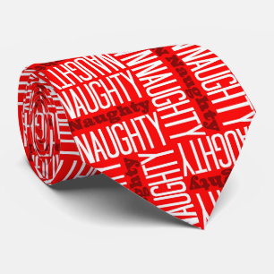 Cravate Naughty et Nice Rouge Blanc Novelty Noël