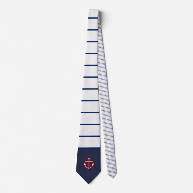 Cravate Nautical Marine White Anchor (Devant)