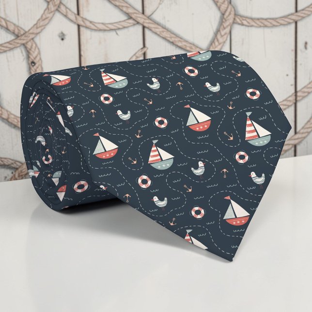 Cravate Nautical Ships Custom Necktie (Créateur téléchargé)