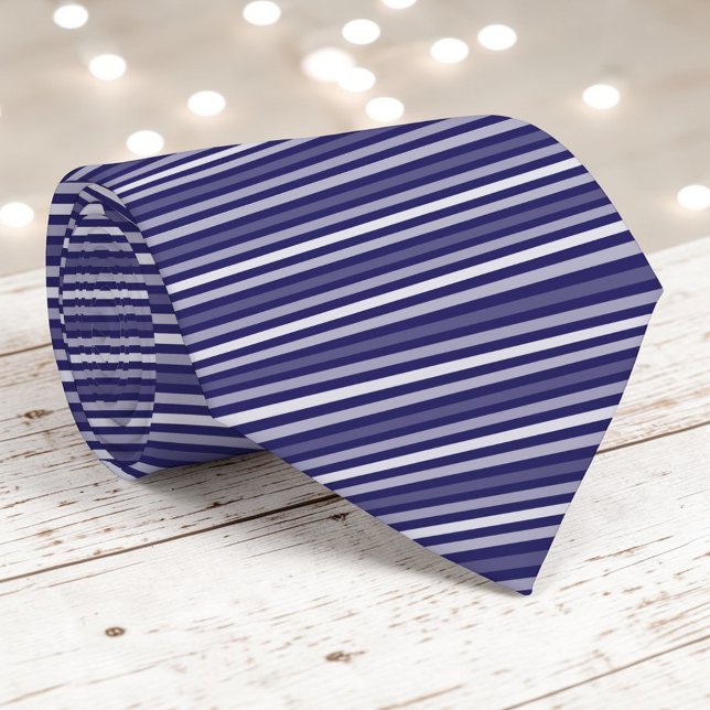 Cravate Navy Blue Color Stripes Necktie (Créateur téléchargé)