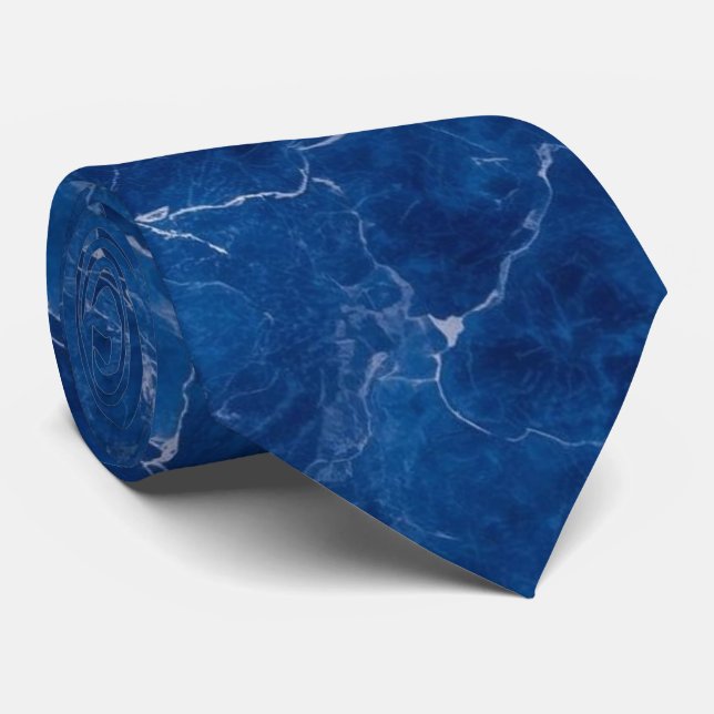 Cravate Navy Blue Marble for Wedding Groomsmen Business (Roulé)