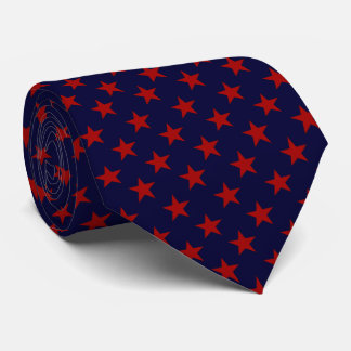 Cravate Navy Blue Red Star Pattern Work, Graduation, Gift