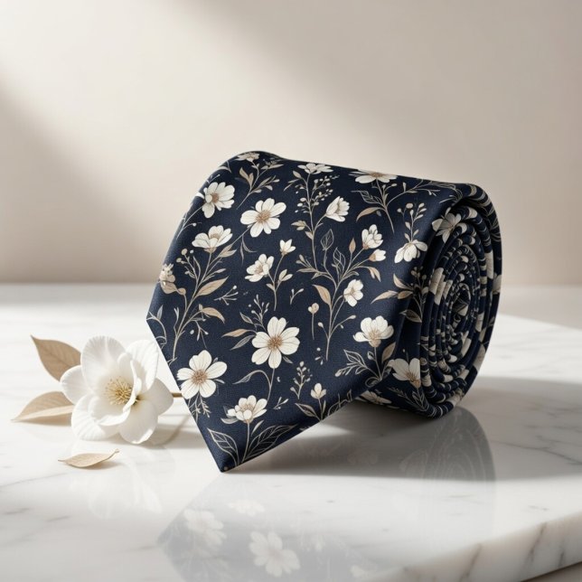 Cravate Navy Floral (Créateur téléchargé)