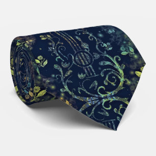 Cravate Neck Tie with Flowers Guitar Art