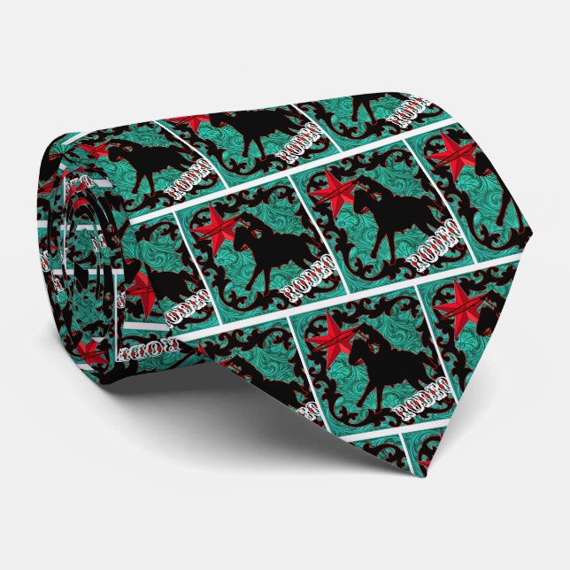 Cravate Necktie à roulettes Western Rodeo Cowboy (Roulé)