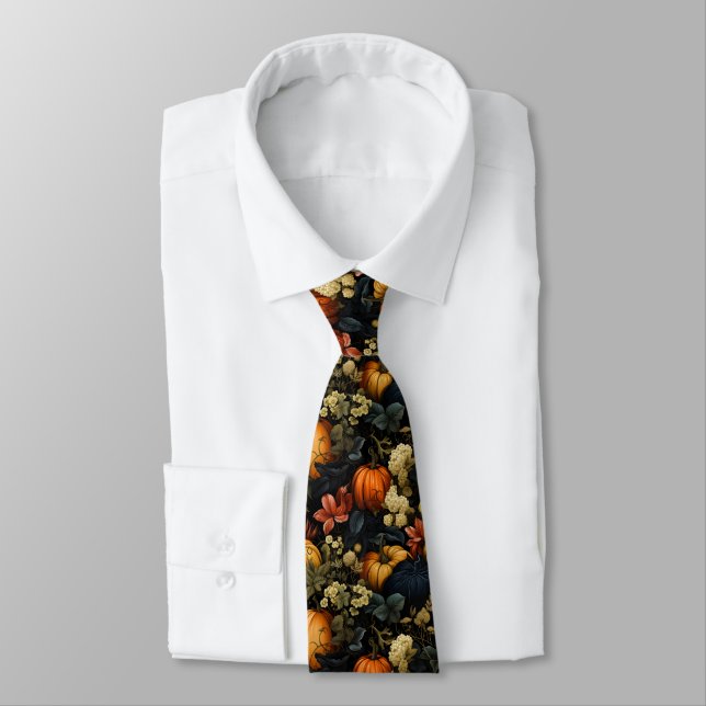 Cravate Necktie d'art floral citrouille (Attaché)