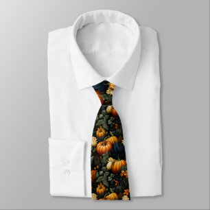 Cravate Necktie d'art floral citrouille