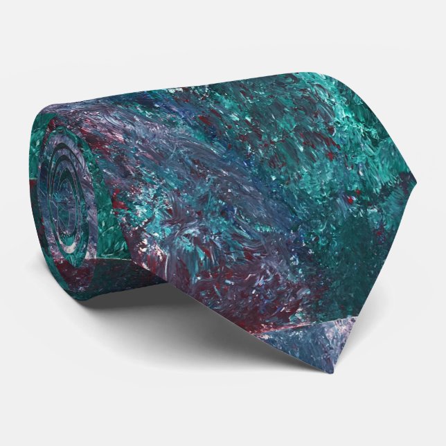 Cravate Necktie d'art Turquoise pour hommes (Roulé)