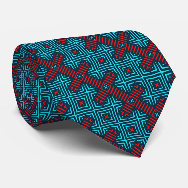 Cravate Necktie de Motif bleu bleu rouge bleu azur (Roulé)